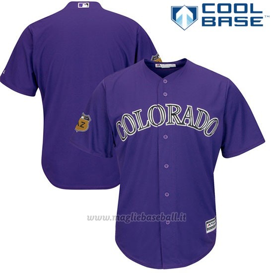Maglia Baseball Uomo Colorado Rockies Viola 2017 Allenamento Primaverile Cool Base